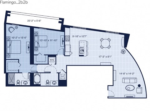 a floor plan of a bedroom apartment at Regatta at New River, Fort Lauderdale Florida